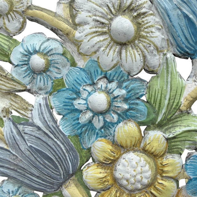 Pair of Painted Tole Wall-Mounted Urns With Flowers For Sale - Image 12 of 17