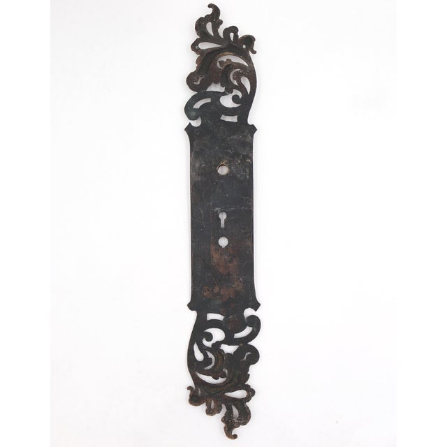 Early 20th Century Antique 19 In. Art Nouveau Bronze Entry Door Back Plate For Sale - Image 5 of 5