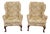 1980s Pair of Kittinger Colonial Williamsburg Scalamandre Fabric Fire Side Wing Chairs For Sale