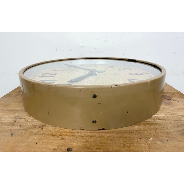Large Brown Industrial Factory Wall Clock from Chronotechna, 1950s For Sale - Image 14 of 18