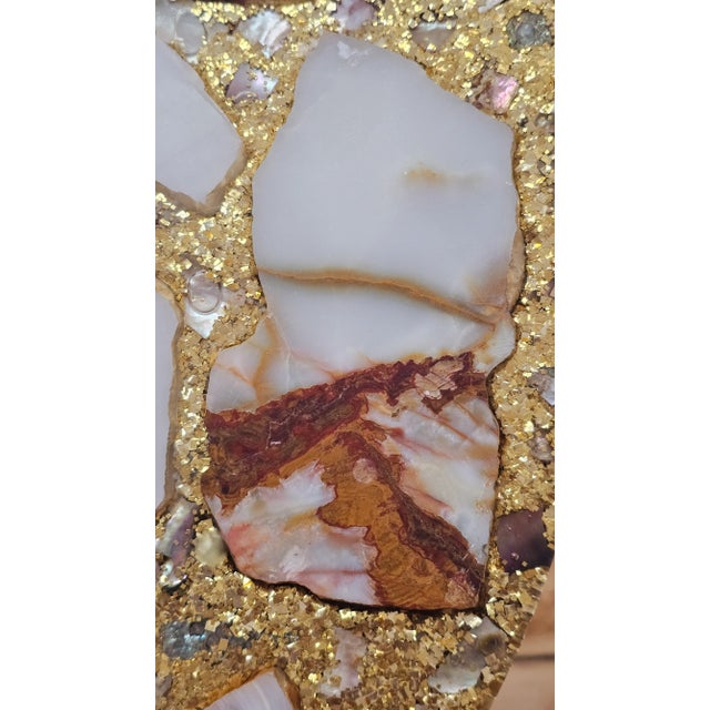 Mid 20th Century Vintage Mexican Artisan Arturo Pani Hollywood Regency Abalone, Onyx, and Gold Leaf Cocktail Table For Sale - Image 5 of 10