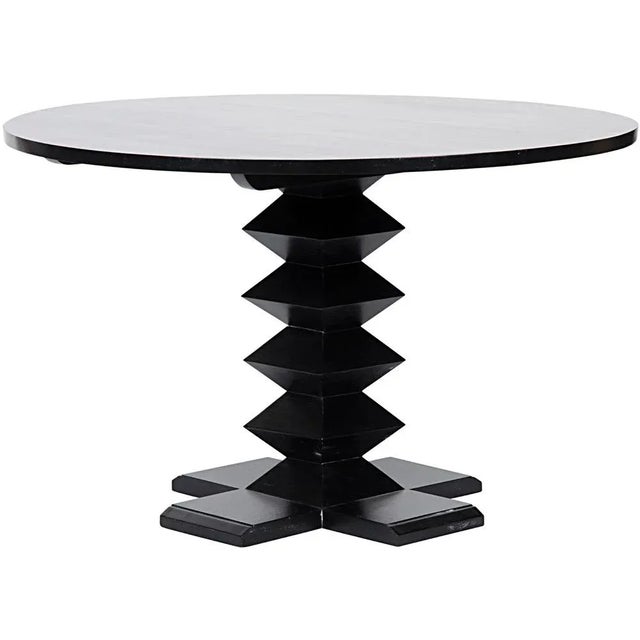 Contemporary NOIR Zig-Zag Base Dining Table, 48", Hand Rubbed Black For Sale - Image 3 of 3