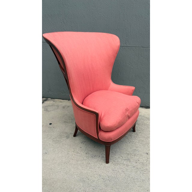 Wood 1940s John M. Smythe Attributed Deco Wingback Arm Chair For Sale - Image 7 of 12