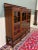 Antique English Jacobean Bookcase Bookshelf Cabinet Wavy 3 Door Glass Mahogany For Sale - Image 9 of 14
