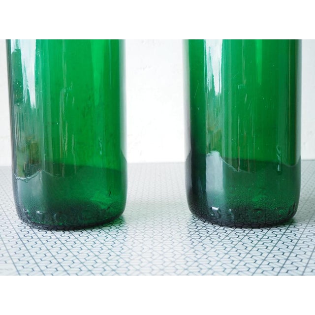 1960s Mid-Century Green Glass Bottle Vases, Bohemia, 1960s, Set of 2 For Sale - Image 5 of 9