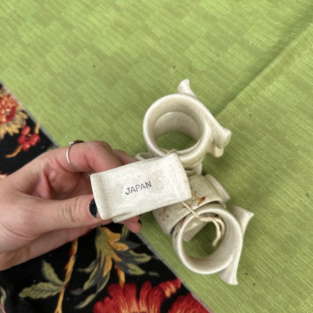 1970s Collection of Ceramic Floral Japanese's Napkin Rings- Set of 6 For Sale In Atlanta - Image 6 of 6