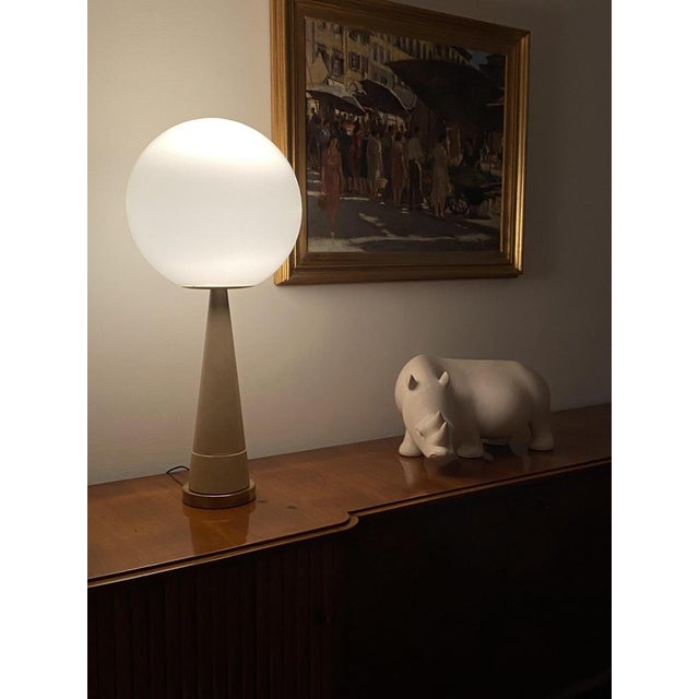 Cream Conic Parchment and Brass Table Lamp, France, 1960s For Sale - Image 8 of 18