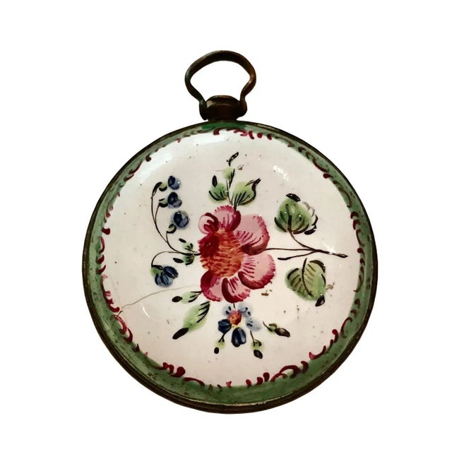 English 18th Century Antique English Battersea Locket in the Form of a Clock For Sale - Image 3 of 4