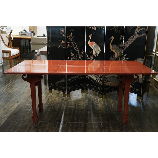 Burnt Umber 1960s Michael Taylor for Baker Far East Extendable Console Table in Oxblood Lacquer For Sale - Image 8 of 13