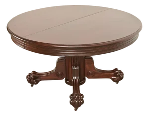 R. J. Horner Antique Victorian Carved Mahogany Split Pedestal Extension Dining Table With Lion Paw Feet, Newly Refinished