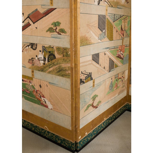 Fifty-Four Scenes from The Tale of Genji Six Panel Screens - a Pair For Sale - Image 11 of 18