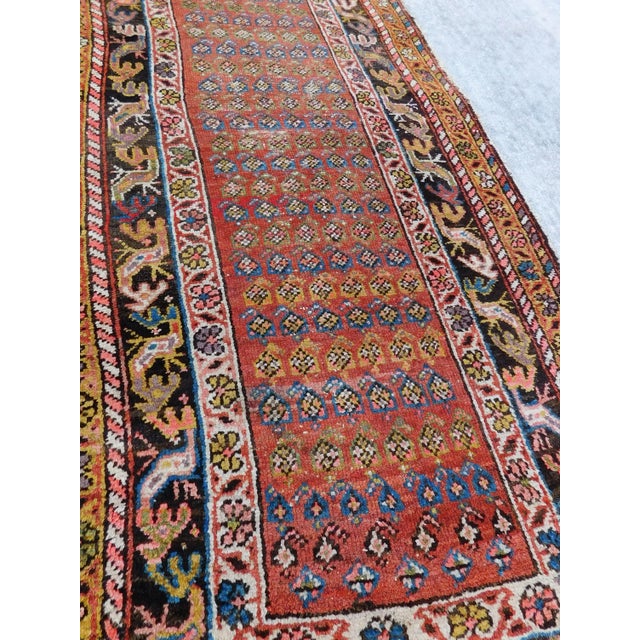 Red 1920s Antique Persian Runner Rug. 3'4"x 8' For Sale - Image 8 of 13