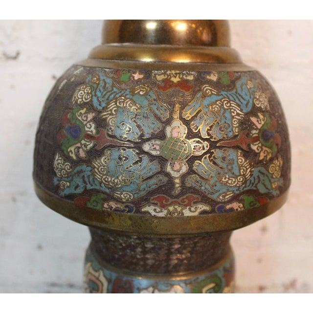Late 20th Century Asian Champlevé Enamel Floor Lamp For Sale - Image 4 of 8
