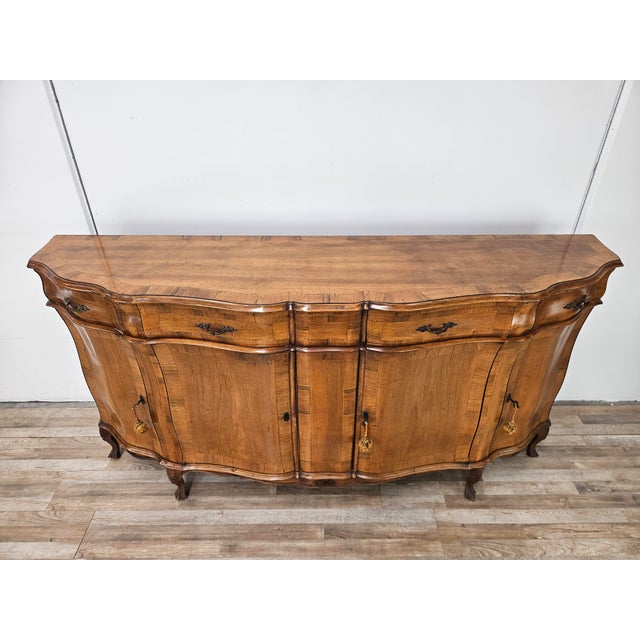 Baroque-Style Walnut Sideboard with Four Doors and Four Drawers, 1960 For Sale - Image 4 of 18