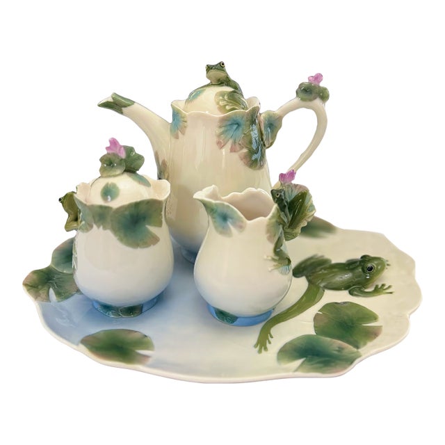 Franz Porcelain "Amphibia" Frog Tea Service Set, Discontinued - 4 Piece For Sale