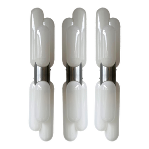 Set of 3 Torpedo Murano Glass Sconces by Carlo Nason for Mazzega, Italy, 1970s