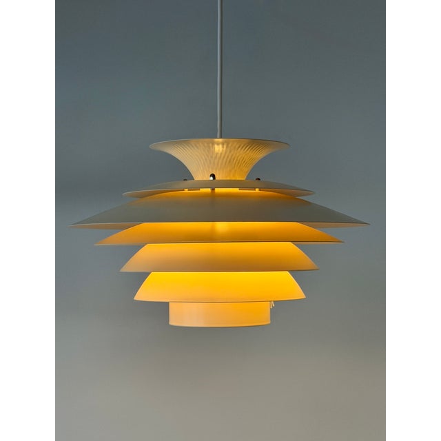 Scandinavian Cream Pendant Lamp with 7 Layers from Jeka, Denmark, 1960s For Sale - Image 13 of 18