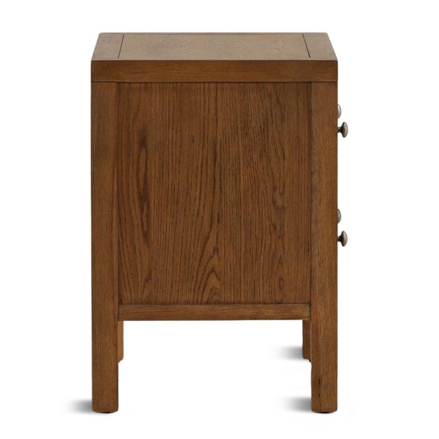 Contemporary Two-Drawer Carved Oak Organic Transitional Nightstand For Sale - Image 3 of 8