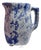 Vintage Blue and White Spongeware Ceramic Pitcher by Bybee Pottery For Sale