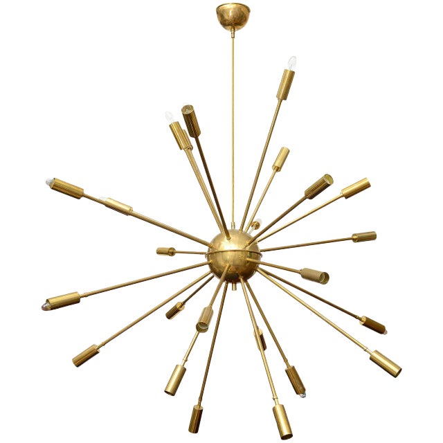 Stilnovo 24 Arm Brass Sputnik Chandelier For Sale