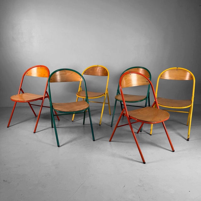 Mid-Century Modern Vintage Folding Chairs, 1970s, Set of 6 For Sale - Image 3 of 15