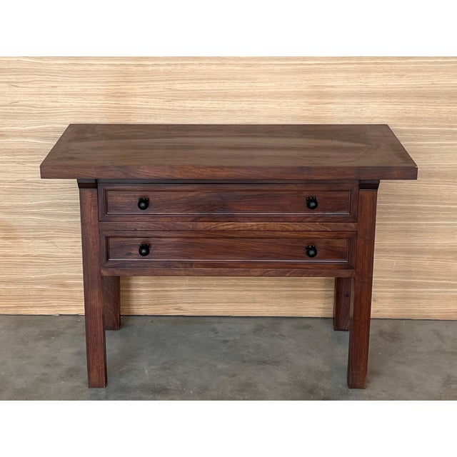 20th Century Spanish Nightstand or Side Table with Two Drawers and Iron Hardware For Sale - Image 18 of 18