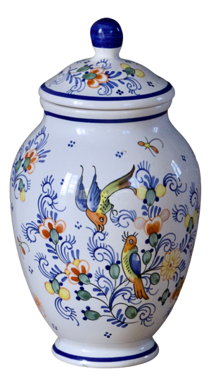 Large Covered Vase in Handcrafted Moustiers Earthenware, 1950