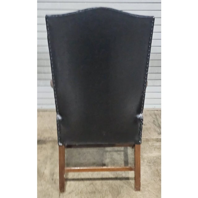 Mid 20th Century Mid 20th Century Kittinger Williamsburg Mahogany Martha Washington Arm Chair Cw13 Black Leather For Sale - Image 5 of 8
