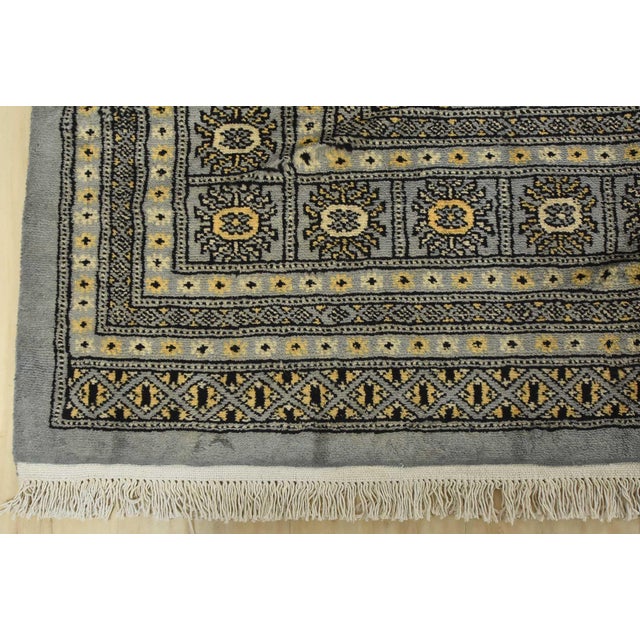 Bokhara Rug 9’1” X 11’11” Gray Wool Tribal Hand-Knotted Oriental Carpet For Sale - Image 10 of 13