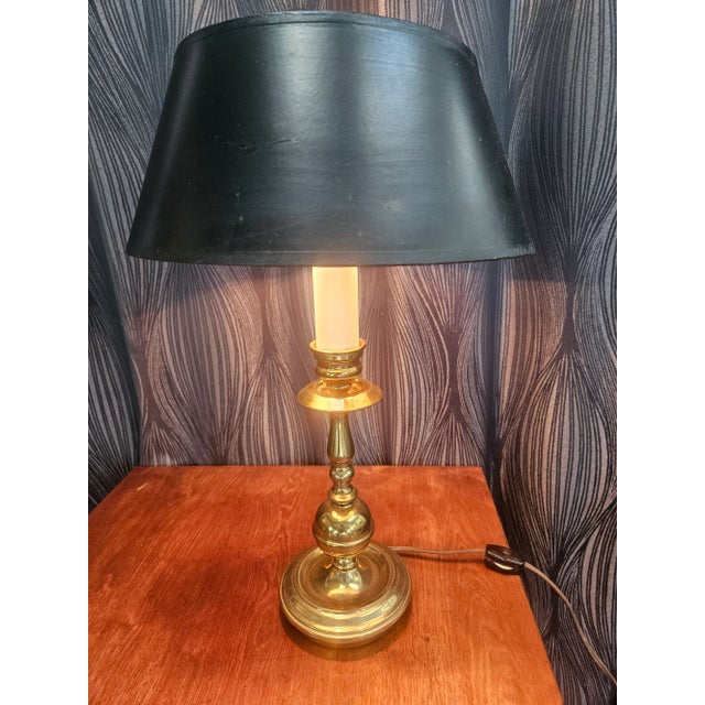 Vintage Brass Candlestick Lamp For Sale - Image 4 of 10