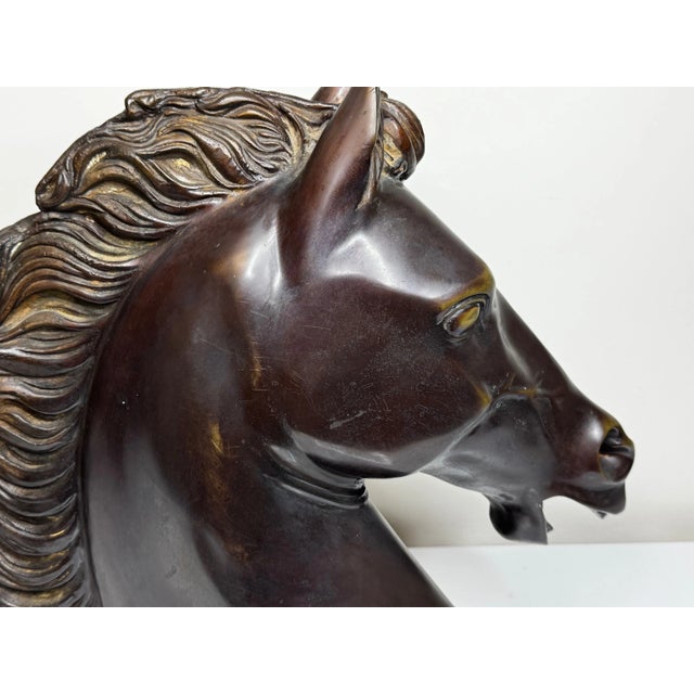 Mid-Century Italian Expressive Bronze Horse Head Sculpture C1950 After Raffaello Romanelli For Sale - Image 12 of 16