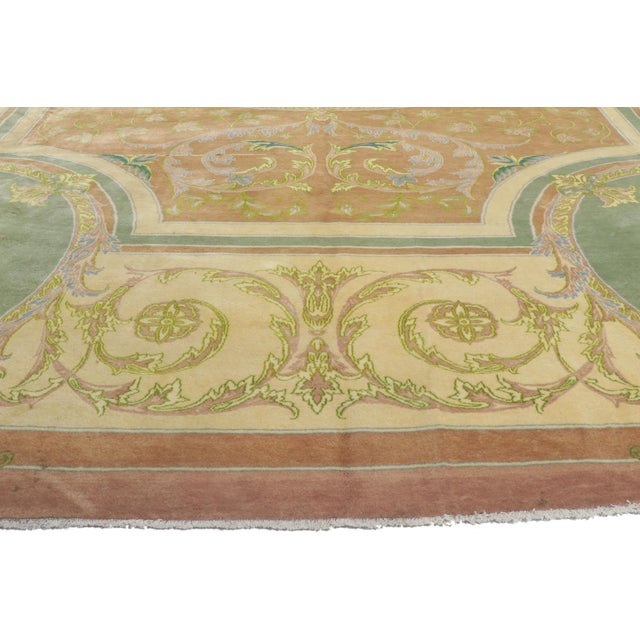 Sky Blue Vintage Persian Isfahan Rug, 13'04 X 19'09 For Sale - Image 8 of 12