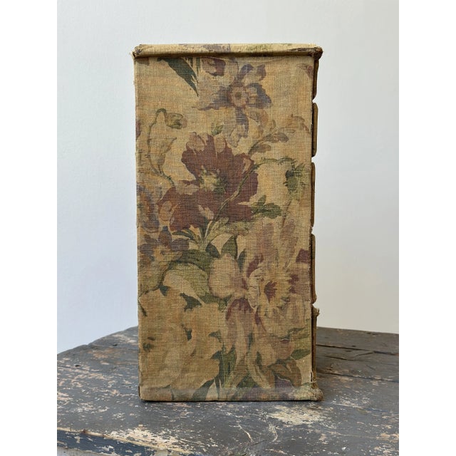Antique Floral-Printed Fabric Covered Tabletop Haberdashery Cabinet, Circa Early 20th Century For Sale - Image 13 of 17