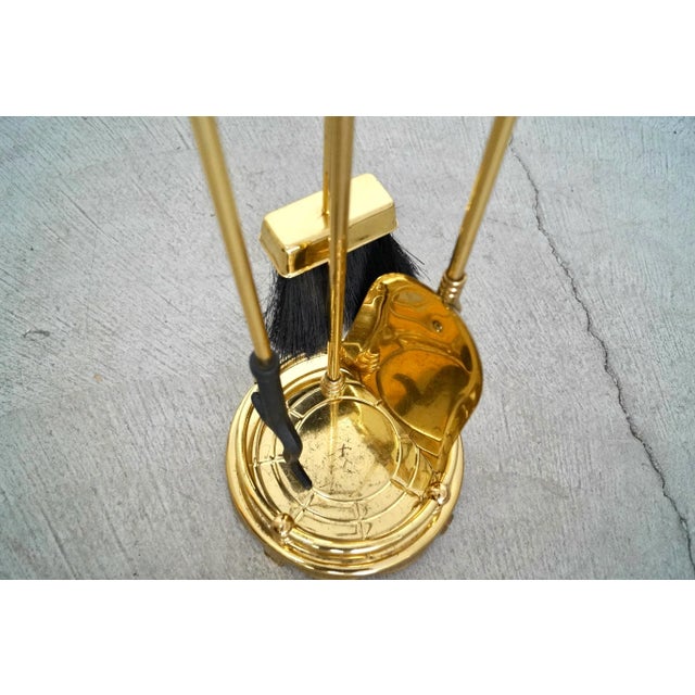 Metal 1960’s Solid Brass Chimney Fireplace Tools For Sale - Image 7 of 12