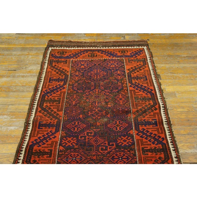 Incredible Red-Raspberry Background Color With Geometric Design Antique Persian Baluch Rug For Sale - Image 10 of 12