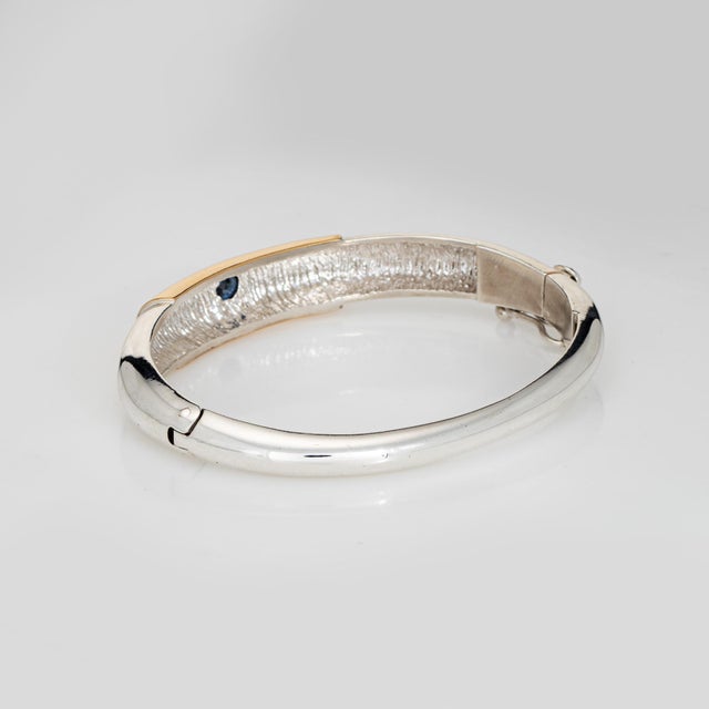 Modern 70s Ilias Lalaounis Bangle Bracelet Sapphire Sterling Silver 18k Gold Signed For Sale - Image 3 of 5