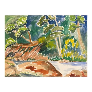 1954 Rowe River Oregon Painting by Matthews For Sale