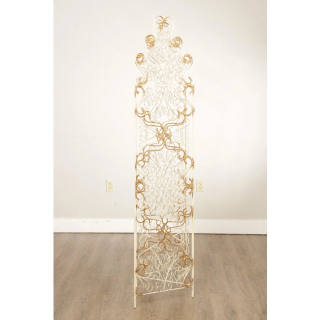 Mid Century Wrought Iron Three-Panel Folding Screen For Sale - Image 10 of 12