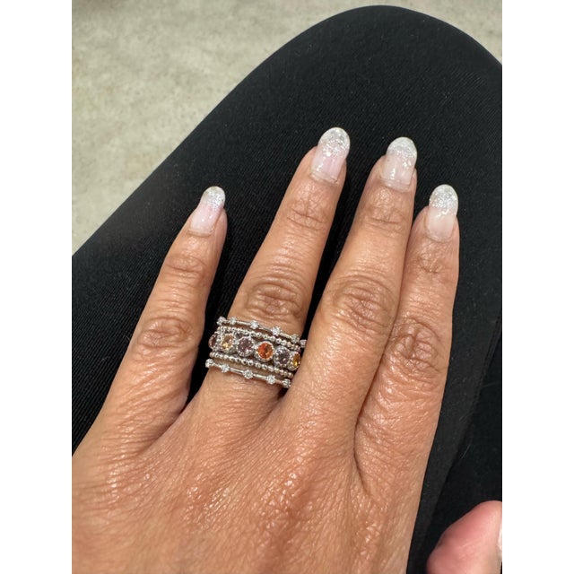 1.06 Carat Sapphire Band 14k White Gold Size 6.5 For Sale - Image 10 of 12