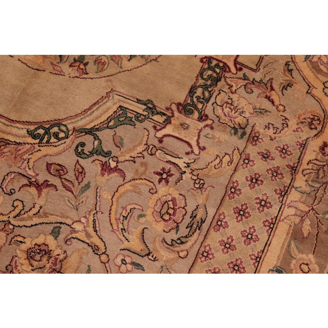 Art Nouveau 1990's Pak-Persian Taupe/Pink Wool Rug - 6'1'' X 9'2'' For Sale - Image 9 of 9