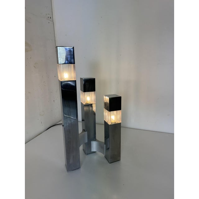 Very Mid-Century Modernist Architectural Sciolari Cubic Table Lamp by Gaetano Sciolari for Sciolari, 1970s For Sale - Image 11 of 18