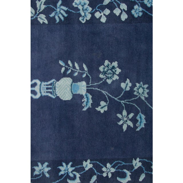 Hand-knotted in wool, this 3x12 contemporary Chinese Deco runner features an asymmetrical pictorial layout with floating...