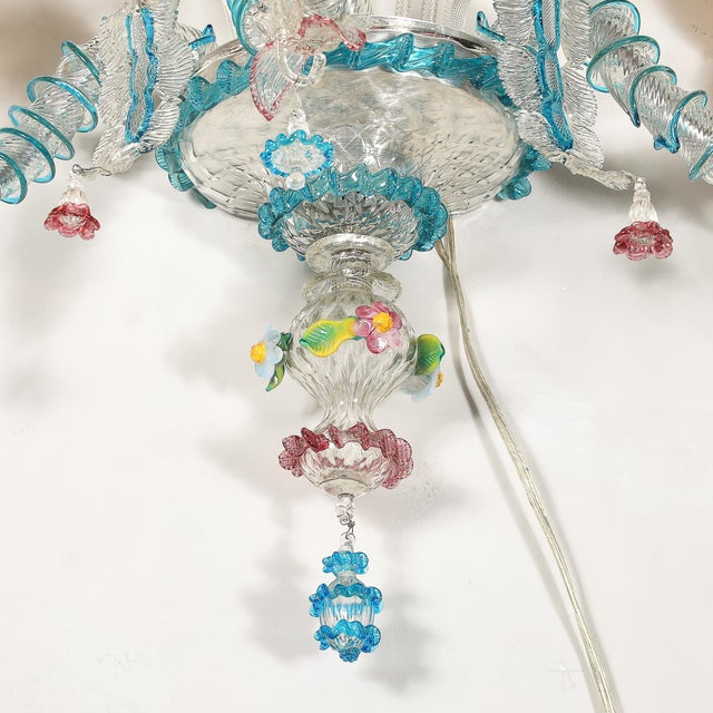 1950s Mid-Century Hand-Blown Murano 3-Arm Classical Wall Sconces - a Pair For Sale - Image 9 of 18