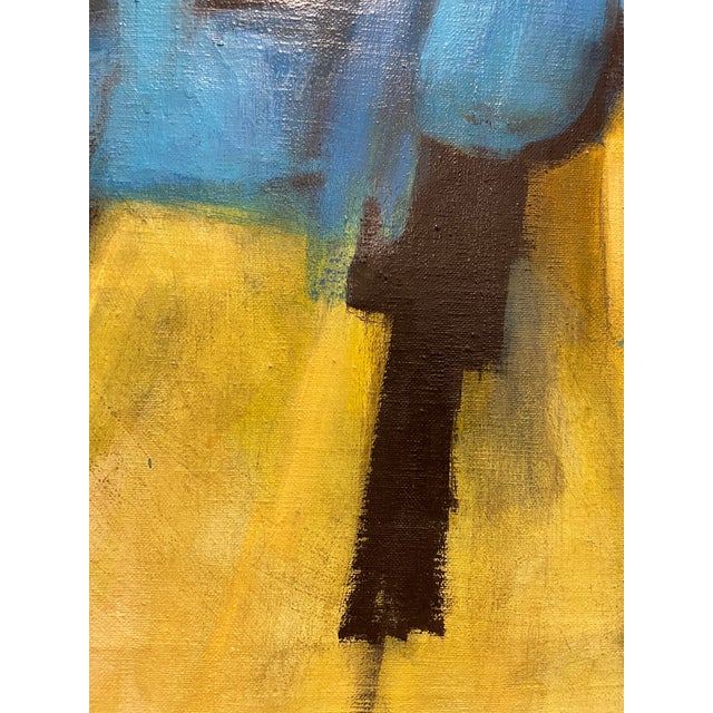 1960s Vintage R. Cohen Abstract Oil Painting 34 X 20 For Sale - Image 5 of 10