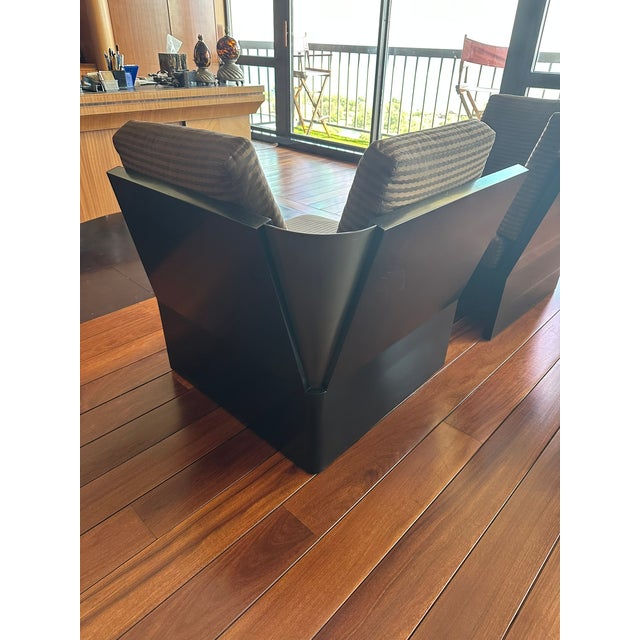 Black Contemporary Donghia Black and Gray Armchairs, a Pair For Sale - Image 8 of 13