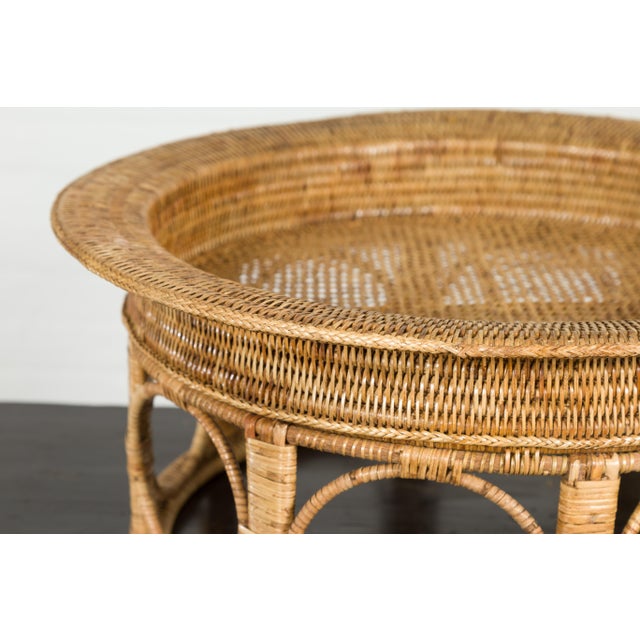 Northern Thai Vintage Woven Rattan Khantok Tray For Sale - Image 10 of 12