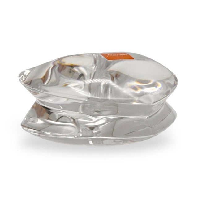 Baccarat Baccarat Heart, Clear Crystal Paperweight | Vintage Glass Art With Original Box For Sale - Image 4 of 4