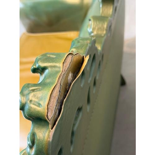 Green Rococo Sofa in Leather For Sale - Image 8 of 9