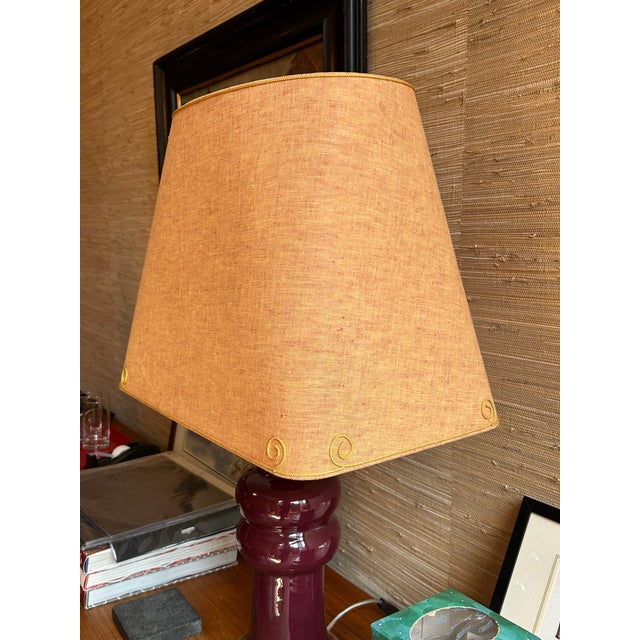 Rustic European Orange Lampshade With Yellow Trim For Sale - Image 3 of 6