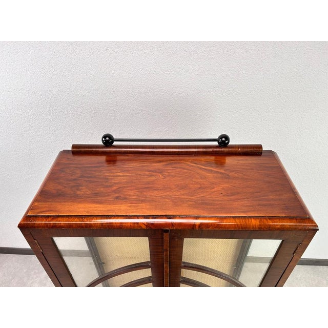 Brown Small Art Deco Display Cabinet in Walnut, 1930s For Sale - Image 8 of 14